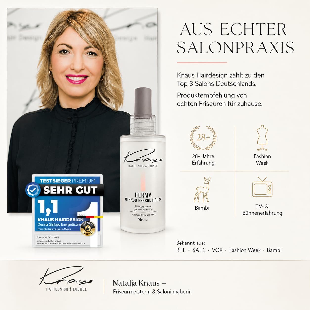Knaus Hairdesign Haartonikum Knaus Ginkgo ENERGETICUM Tonikum Schuppen Haarausfall Booster, Haarbooster