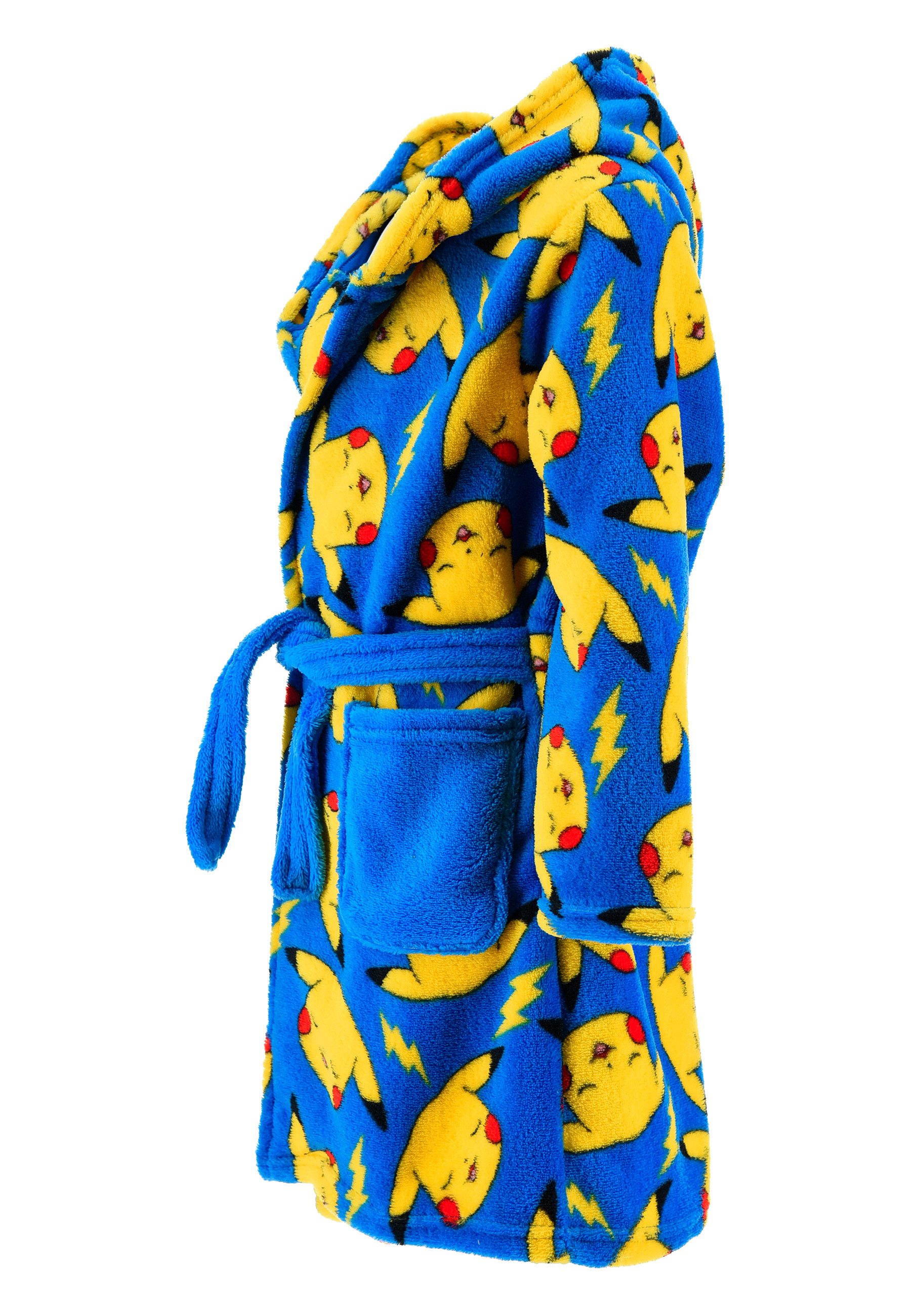 POKÉMON Kinderbademantel Kinder Bademantel Pikachu Jungen mit Kapuze aus Fleece
