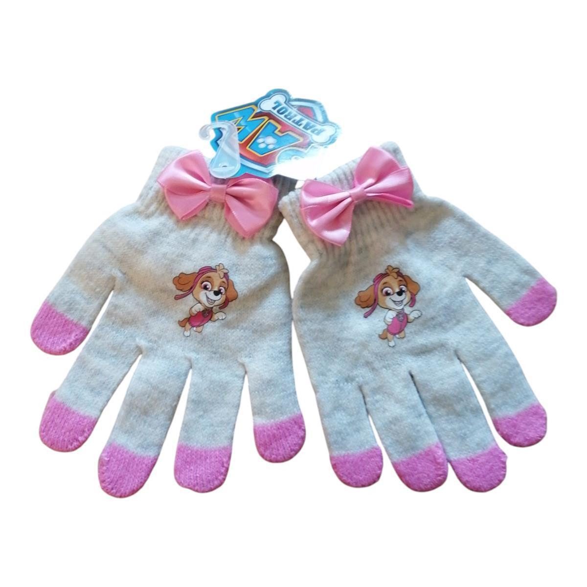 PAW PATROL Strickhandschuhe PAW Patrol Strick-Handschuhe für Mädchen, Grau-Rosa, Für Kinder von