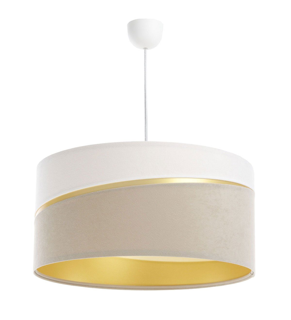 Kiom Pendelleuchte Hängeleuchte Enrik P white, beige & gold Ø 40 cm, für wechselbare Leuchtmittel, Leuchtmittel nicht inklusive, Leuchtmittel abhängig