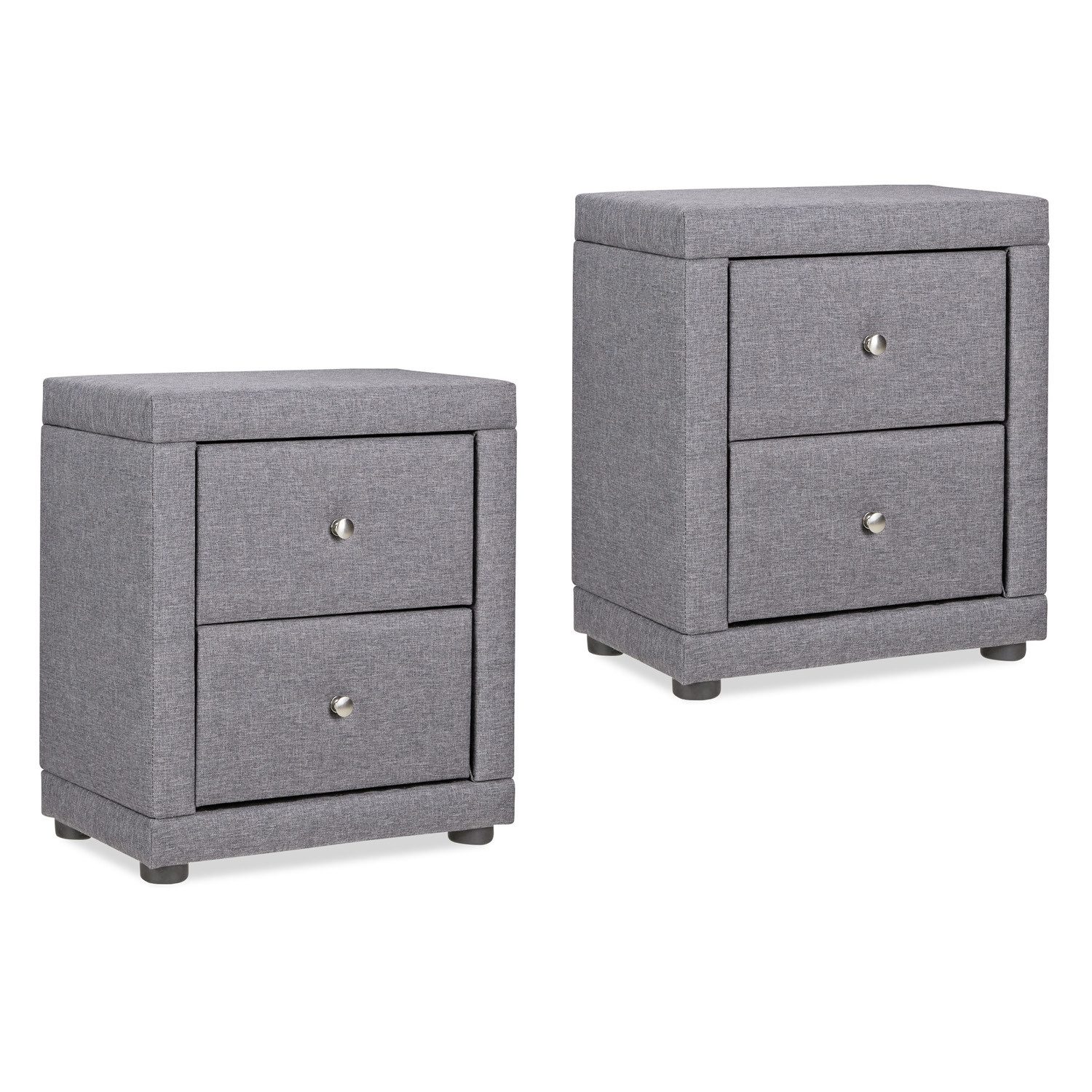 Homestyle4u Nachttisch Nachtschrank 1 oder 2er Set 2 Schubladen Grau Beige Nachtkonsolen (2-St)