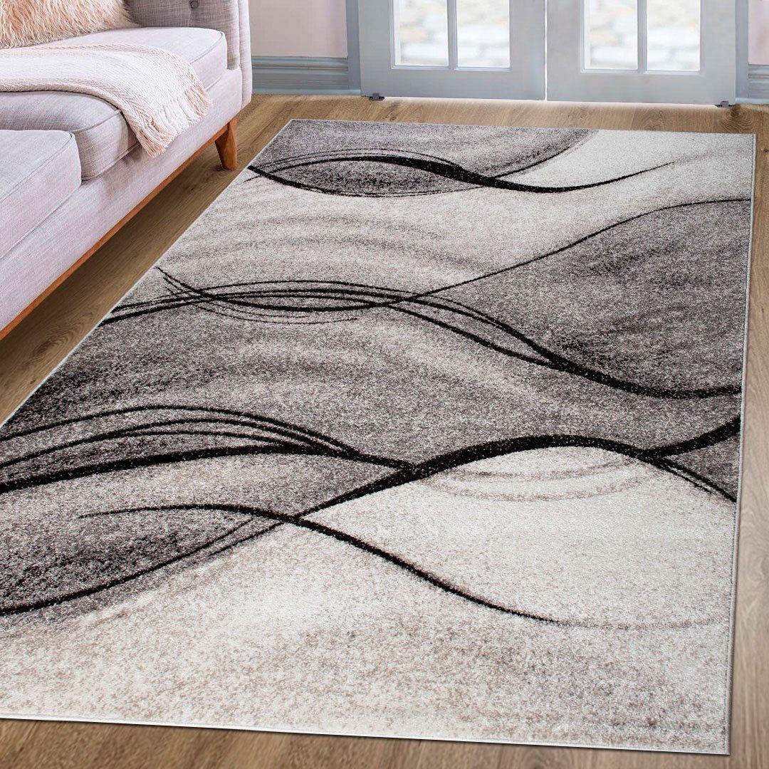OTTO home Teppich Tritom, rechteckig, Höhe: 9 mm, mit besonders weichem Flor, Kurzflor, modernes Wellen Muster