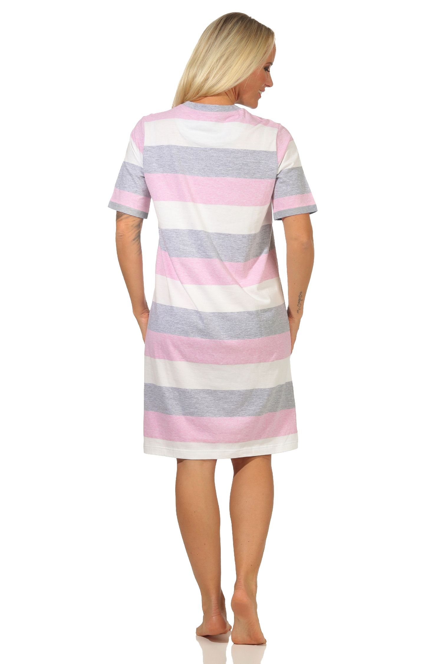 Normann Nachthemd Damen Streifen Nachthemd Block wunderschöner in Optik kurzarm