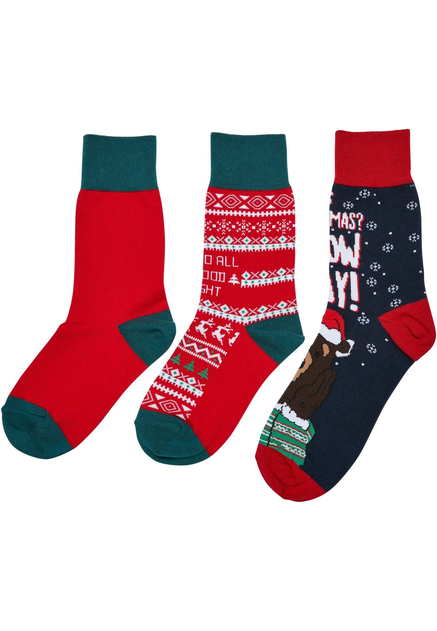 URBAN CLASSICS Freizeitsocken Accessoires Christmas Bear Socks Kids 3-Pack (1-Paar)