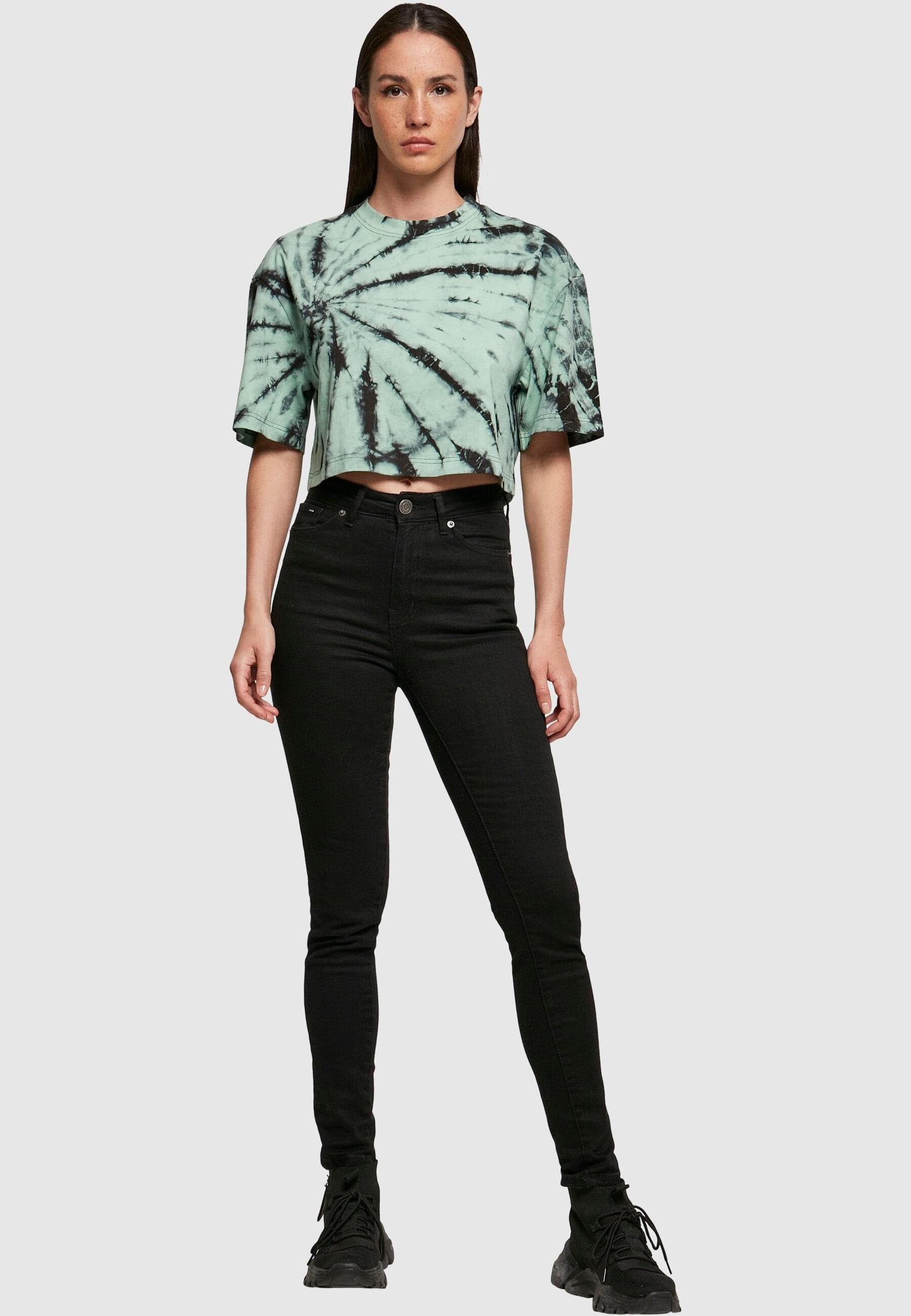 CLASSICS Dye black/ghostgreen URBAN Damen Tee Ladies Oversized Tie Kurzarmshirt Cropped (1-tlg)