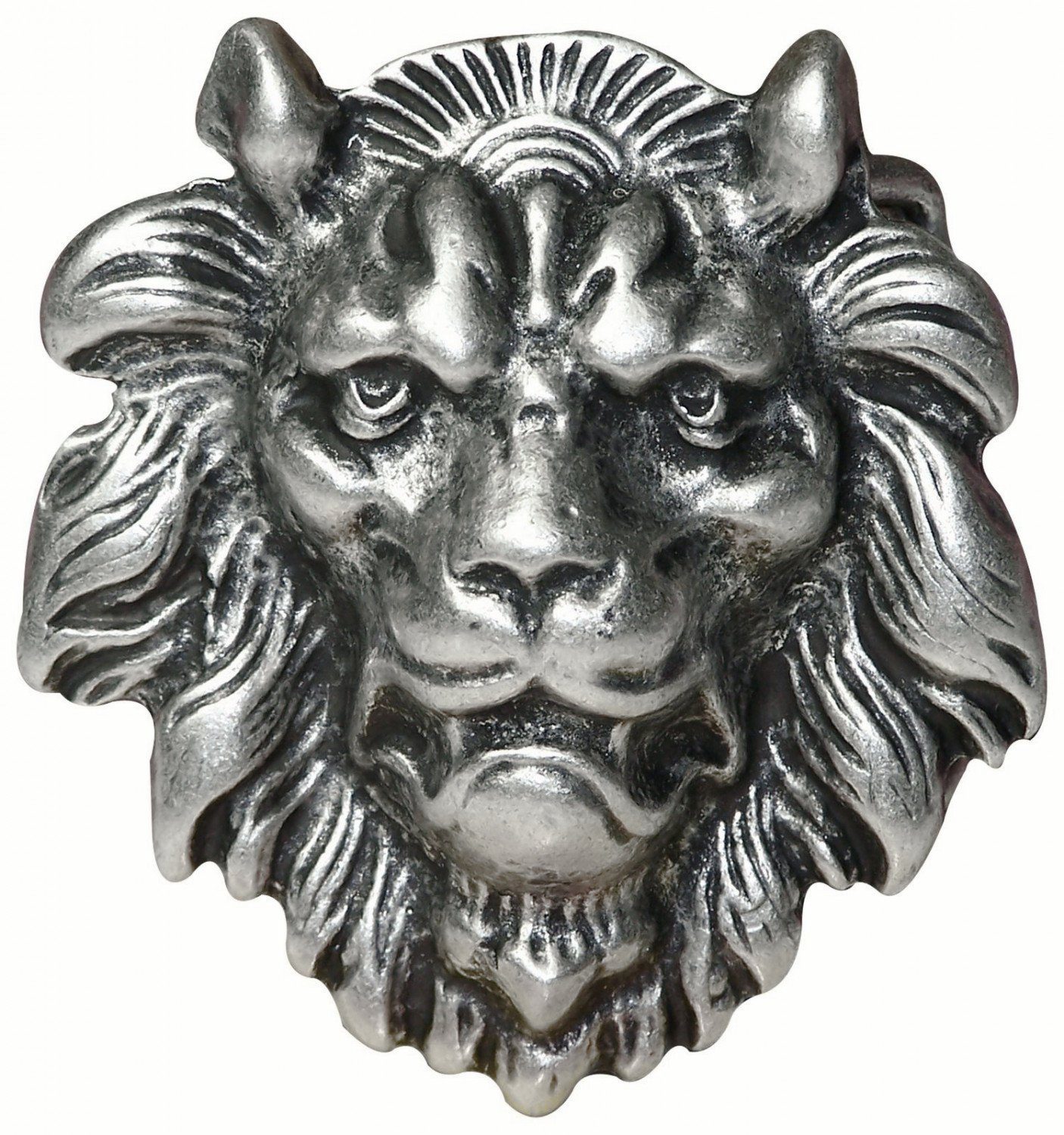 FRONHOFER Gürtelschnalle Löwenkopf, Lion 17712 Schnalle altsilber, Buckle, Löwen Gürtelschnalle