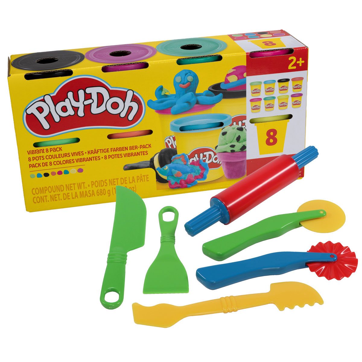 peveha24 Knete Play-Doh 8er Pack Knete mit GOWI Knetwerkzeug 6tlg. im Set