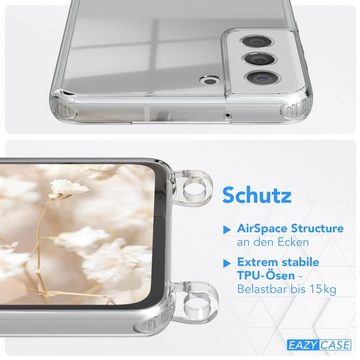 EAZY CASE Handykette Boho Umhängeband für Samsung Galaxy S21 FE 5G 6,41 Zoll, Hülle aus Silikon mit Kettenband Wechselgurt flexibles Trageband Natur