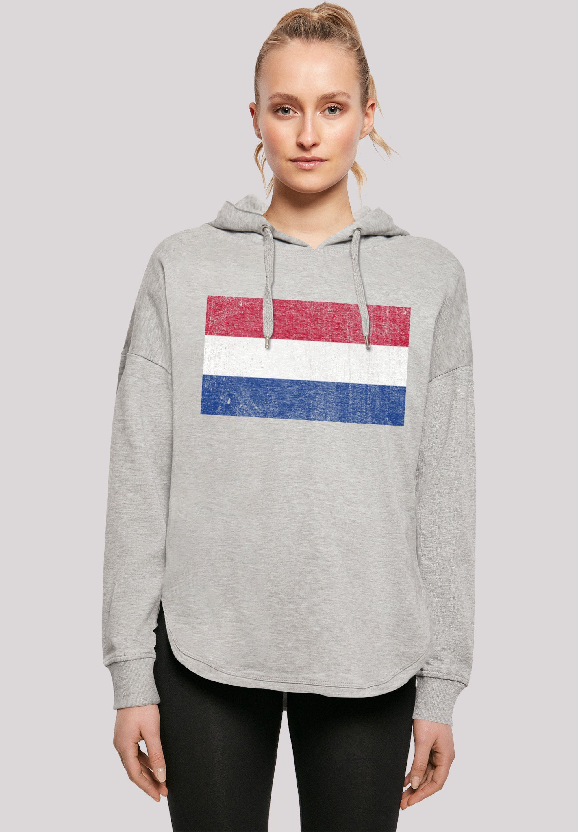 F4NT4STIC Kapuzenpullover Niederlande Flagge distressed Print grey