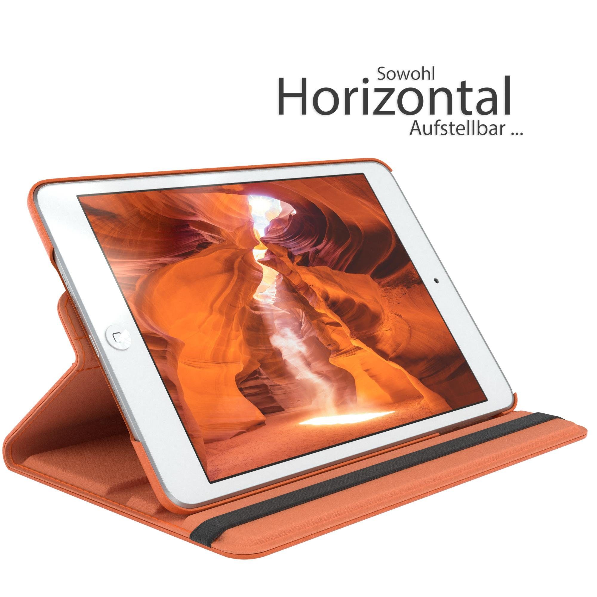EAZY CASE Tablet-Hülle Rotationcase für Apple iPad Mini 1. / 2. / 3. Gen. 7,9 Zoll, Tabletschutz robust magnetisch verstellbar Klappetui mit Deckel Orange