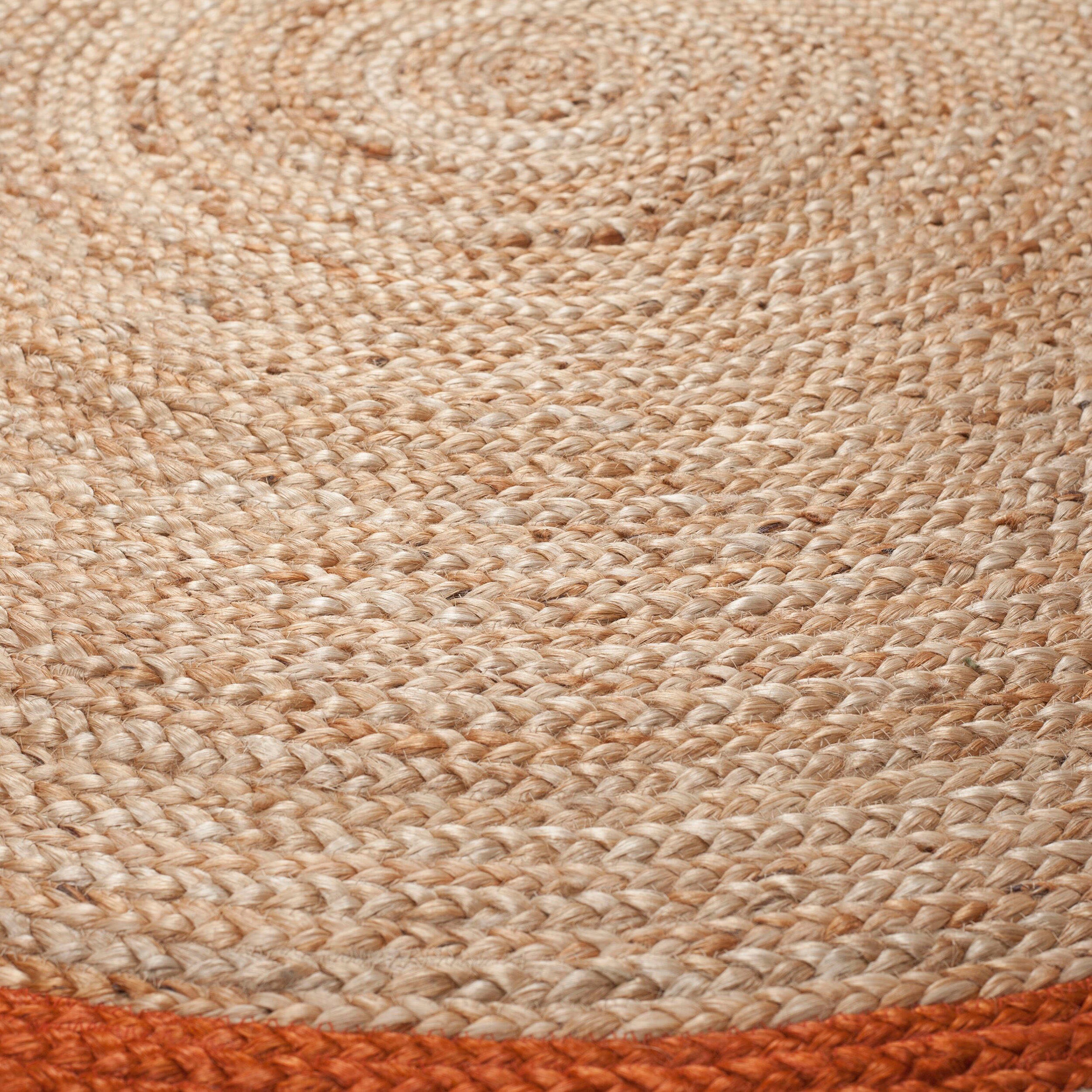 7 Jute, Höhe: Istanbul, orange Teppich aus & Bordüre FLAIR Quasten RUGS, rund, mm, 100% mit