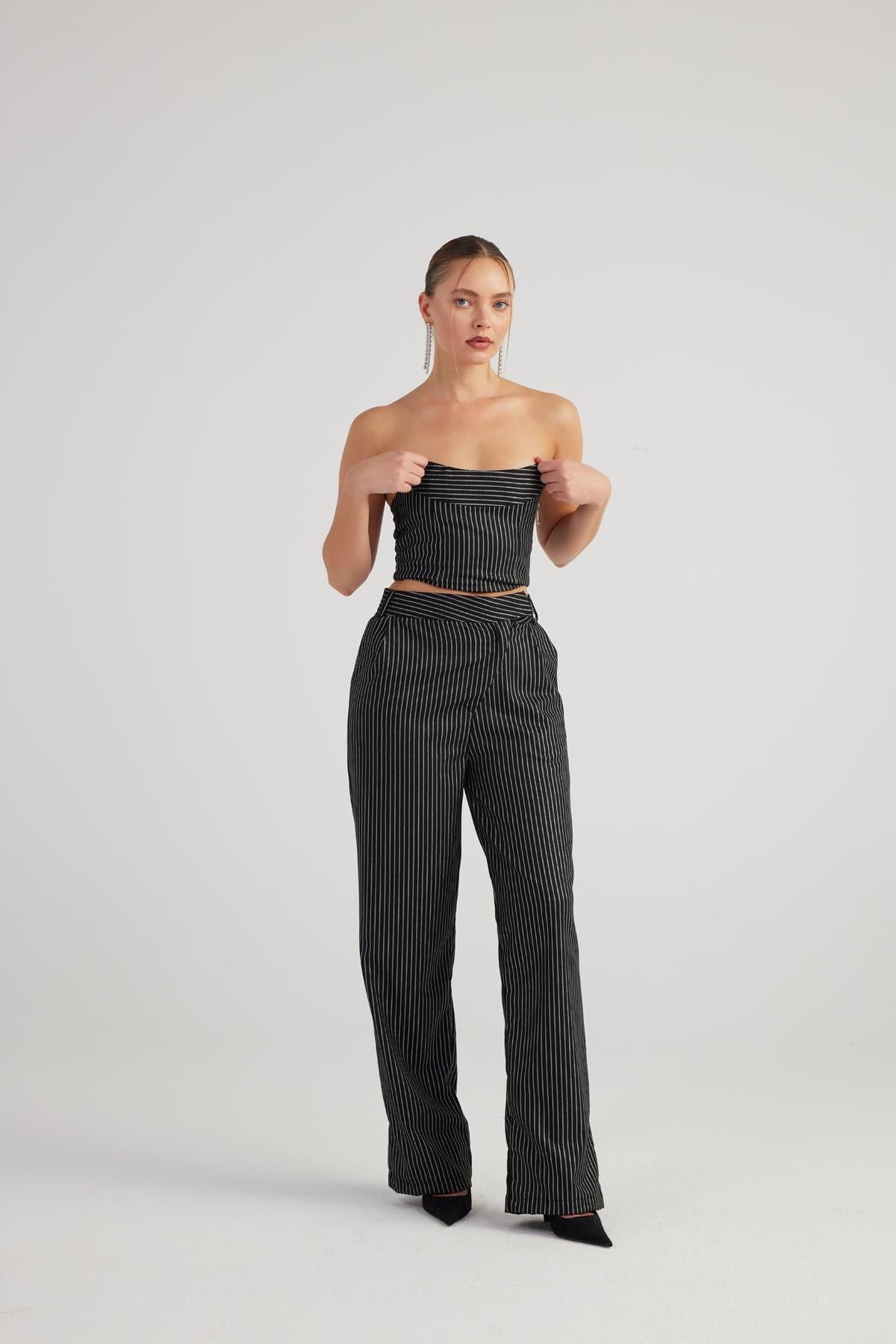 HOLLY LOLLY Bequeme Jeans Glitzer Palazzo-Hose mit Streifen