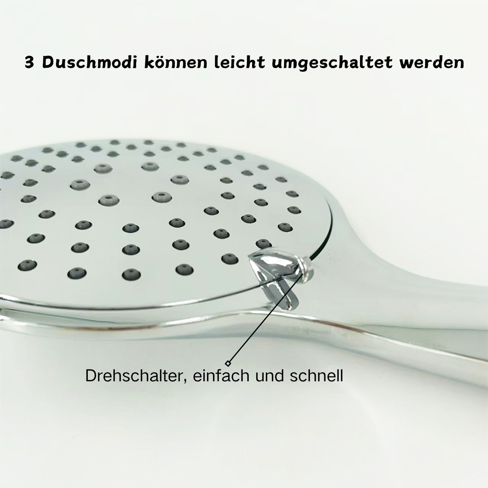Jumpeak Handbrause BrauseSet, 3Funktions-Handbrause + 1,5m Chrom-Brauseschlauch, (Handbrause, Brauseschlauch, 1-tlg), Verchromte Oberflächen, hohe Qualität, wassersparende Eigenschaften