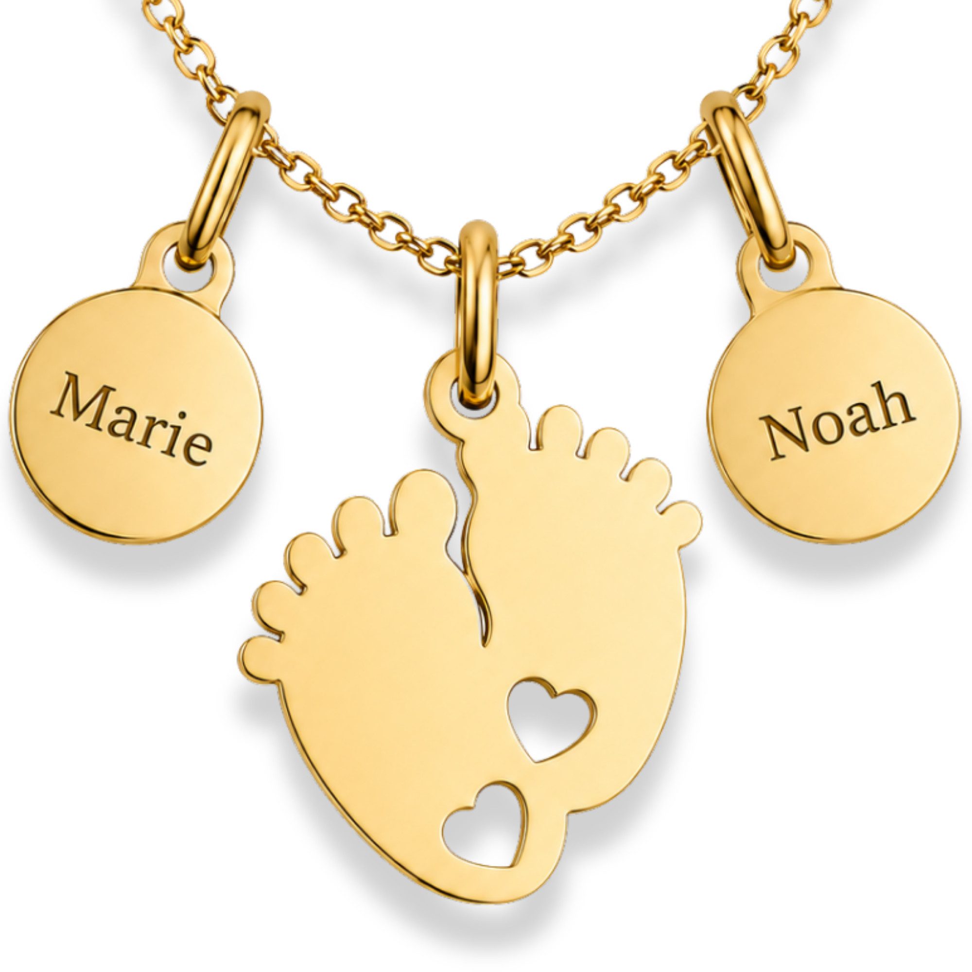 BS Schmuckdesign Kette mit Anhänger mit Gravur Namenskette Babyfüßchen personalisierte Kette Edelstahl (inkl. Gravur), personalisiert inkl. Geschenkbox