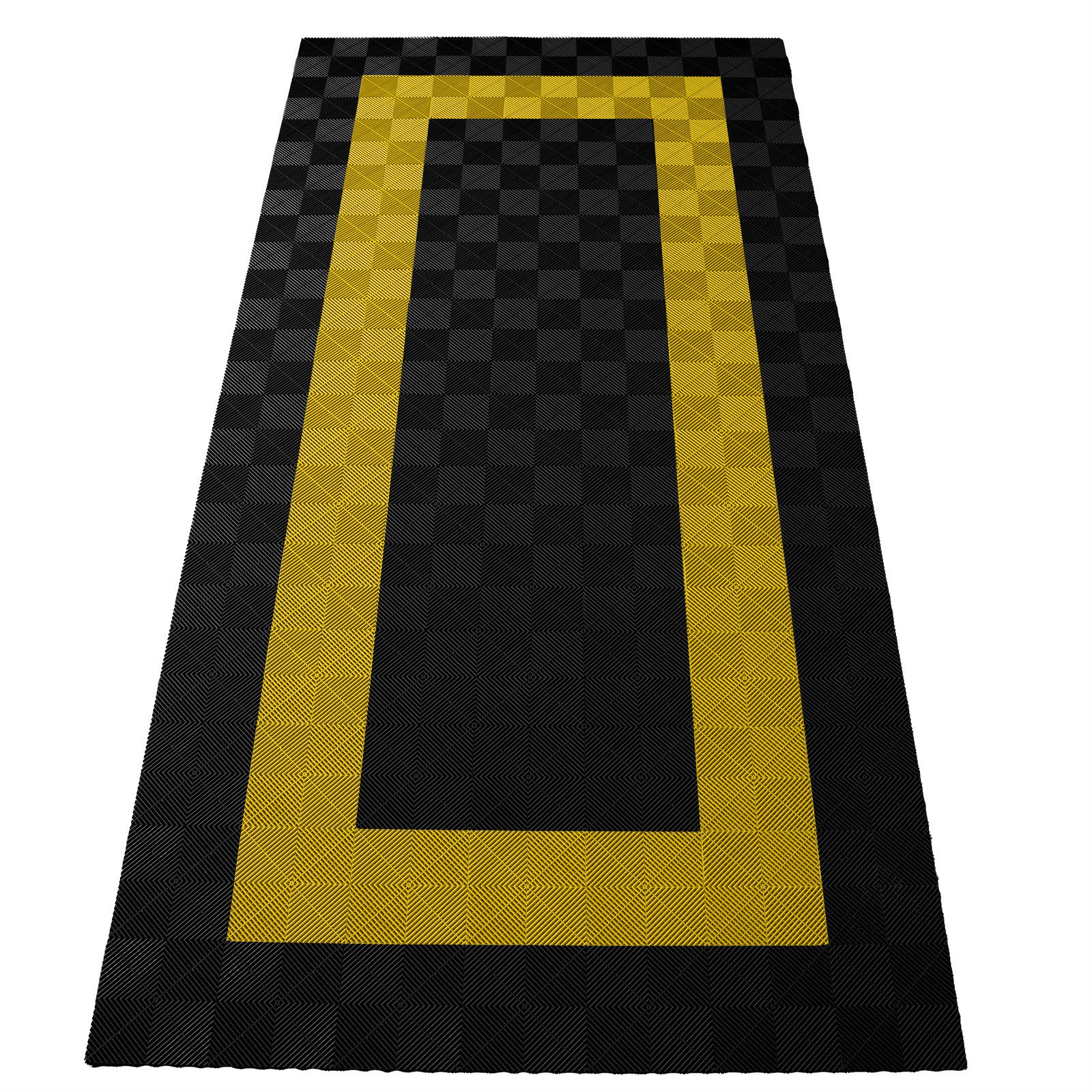 RAMROXX Klickfliesen Performance Bodenfliesen Garagenboden 2,8mx5,6m Schwarz Gelb Set3
