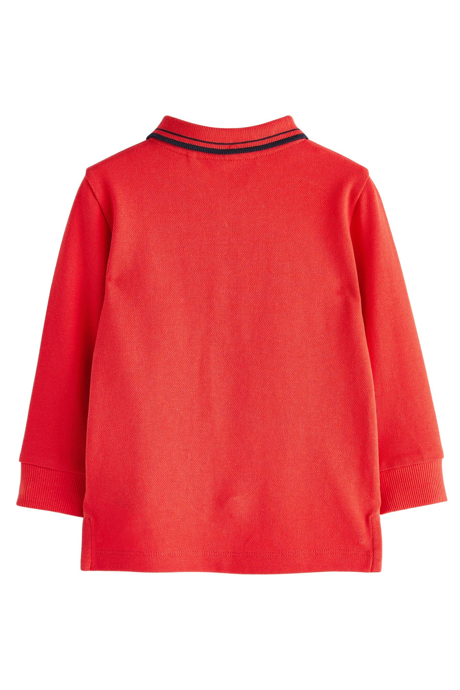 Next Langarm-Poloshirt Langärmeliges Polo-Shirt (1-tlg) Tipped Red