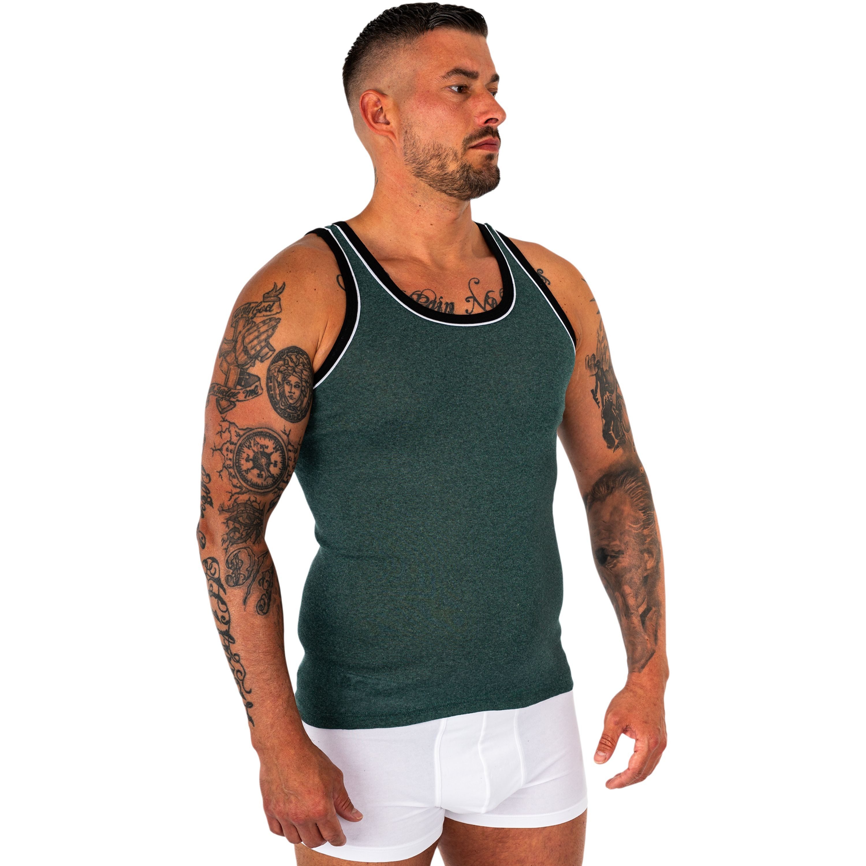 TEXEMP Unterhemd 4er Pack Herren Unterhemd Baumwolle Achselhemd Feinripp Shirt (4-St) Melange Tank-Top