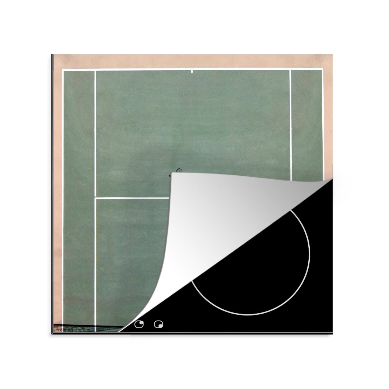 Ceranfeldabdeckung, Vinyl, Grün, MuchoWow - cm, - für Herdblende-/Abdeckplatte küche 78x78 (1 Tennis Arbeitsplatte Feld tlg),