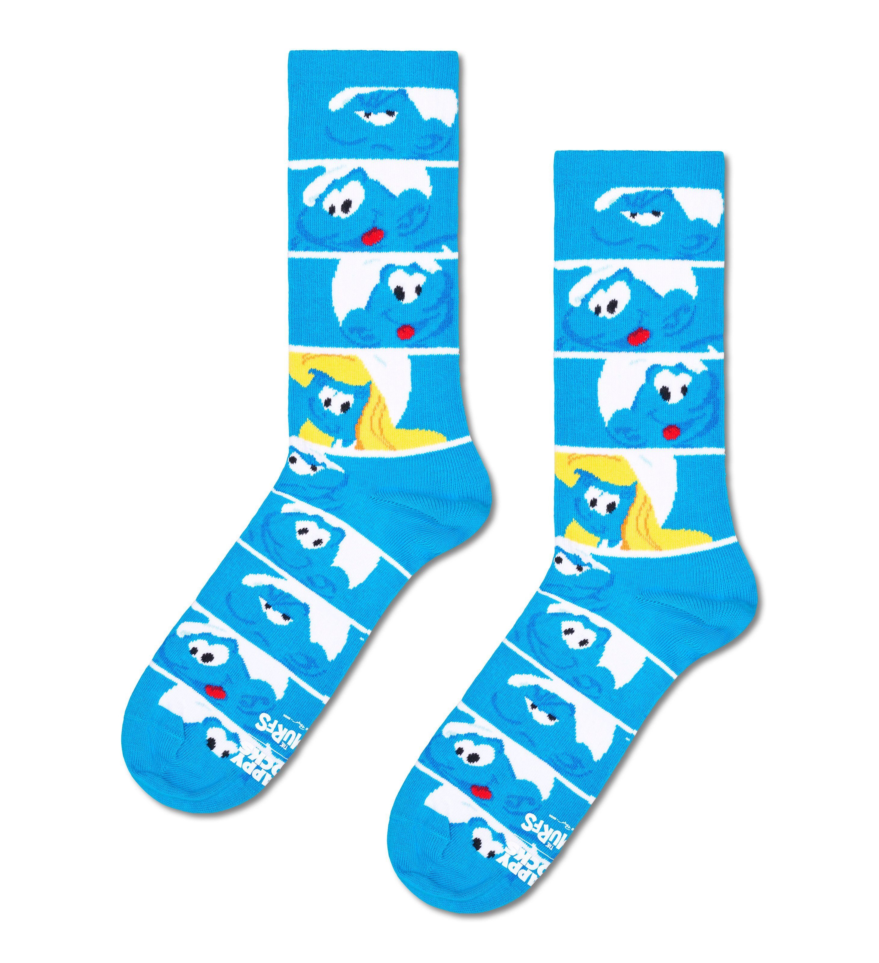 Happy Socks Socken P006329 The Smurfs Smurf Faces Sneaker Sock
