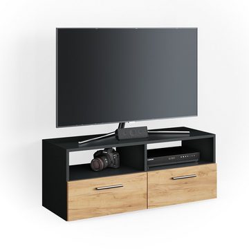 Vicco Lowboard Fernsehschrank Sideboard DIEGO Anthrazit / Goldkraft