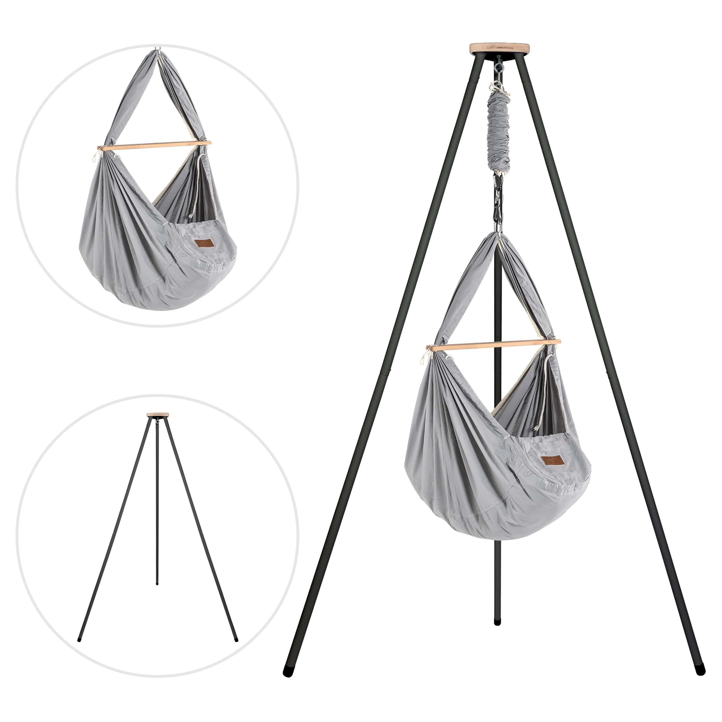 Stubenbett Federwiege Bio Grey mit Tipi Anthrazit