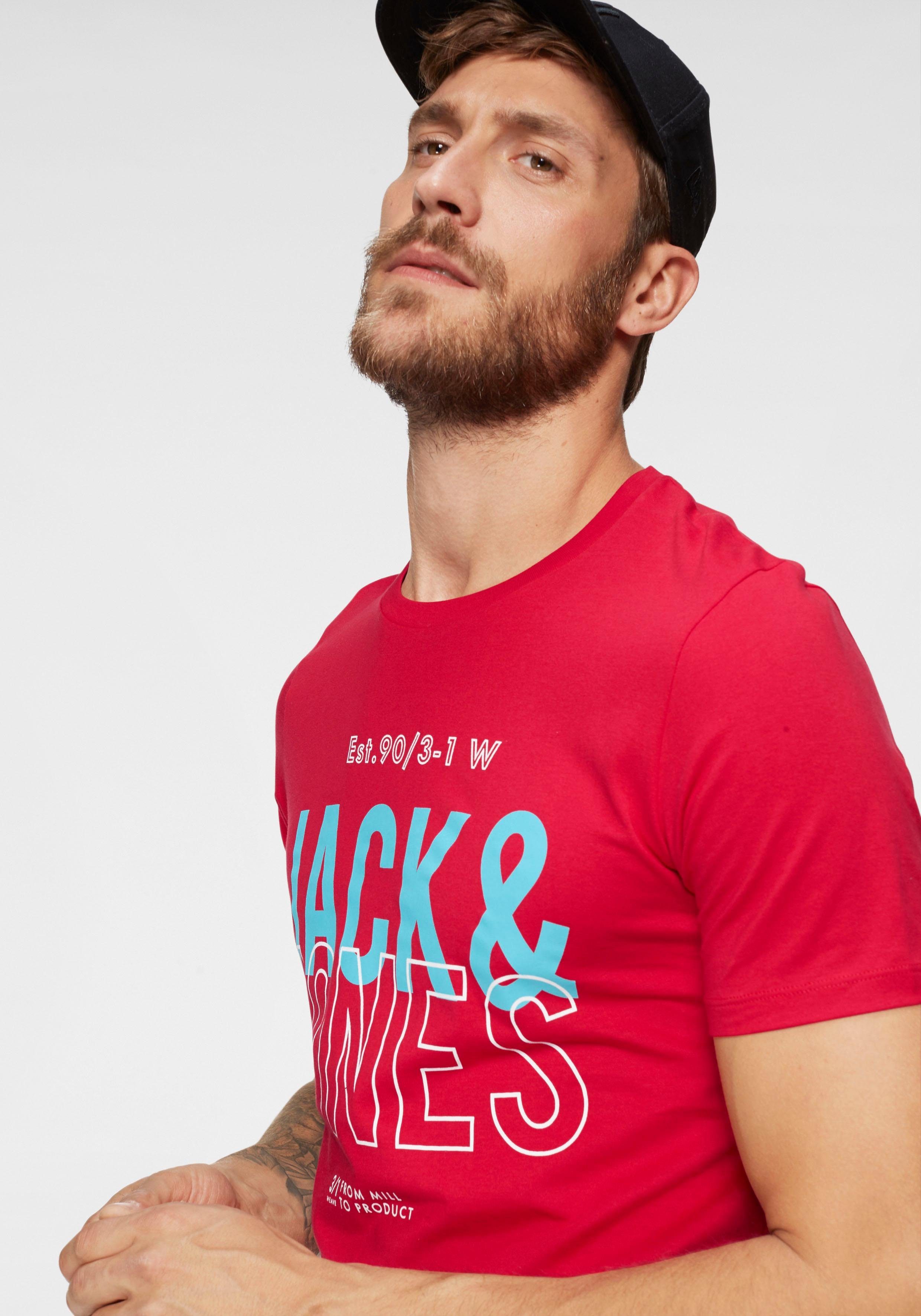 Jack & Jones T-Shirt JCOKOMPO Kurzarm-Design mit Print und optimaler Passform Print, modisch, regular fit, Baumwolle, Rundhals