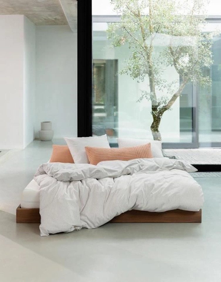 Marc O'Polo Home Bettwäsche Skei Light Grey 155 x 220 cm, Black/Weiß, 2 teilig