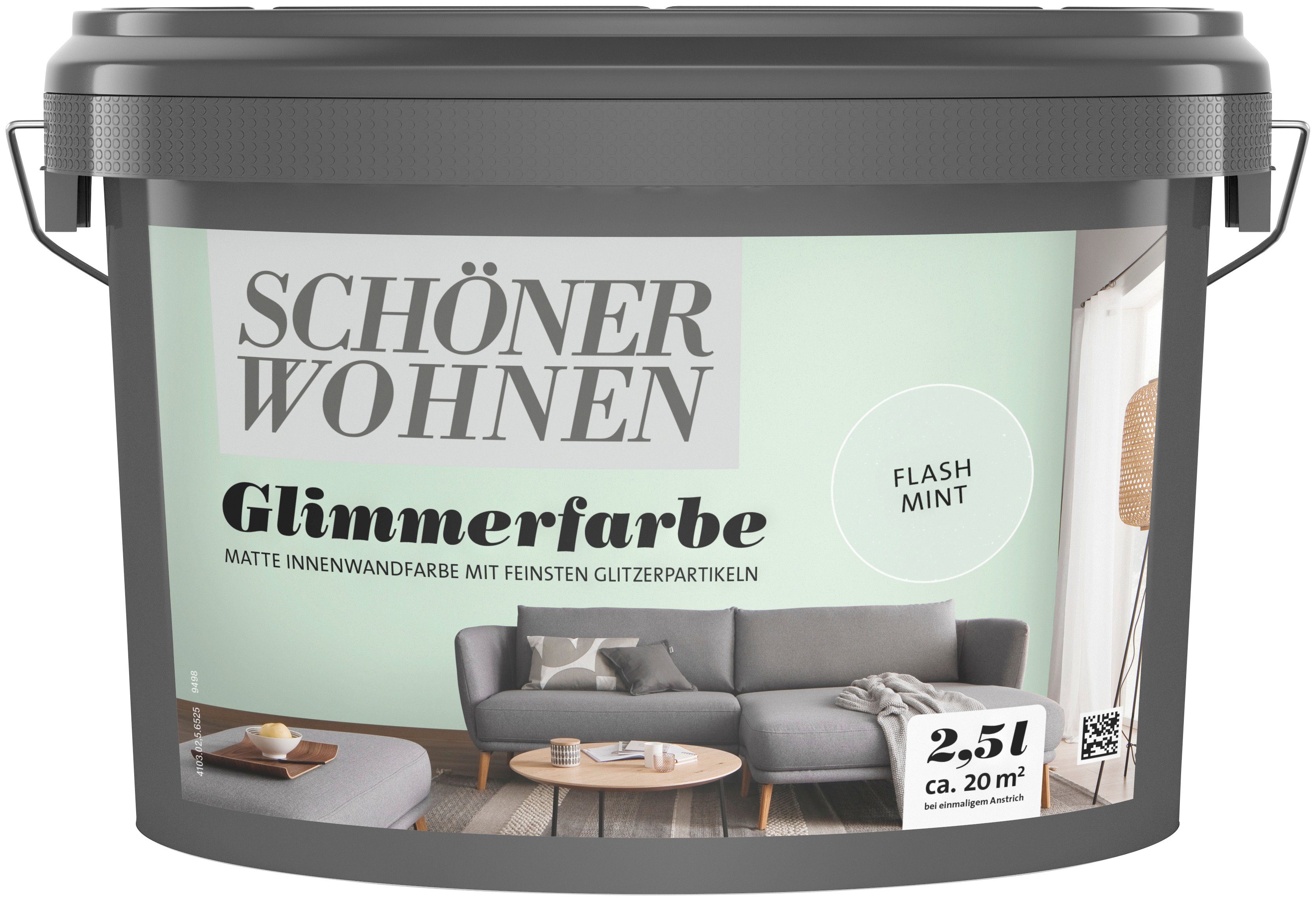 SCHÖNER WOHNEN FARBE Wand- und Deckenfarbe Trendstruktur Glimmerfarbe, 2,5 Liter, Wandfarbe mit funkelnden Glitzerpartikeln