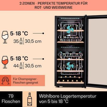Klarstein Weinkühlschrank Vinamour 66 Duo, für 79 Standardflaschen á 0,75l,Wein Flaschenkühlschrank Weintemperierschrank Weinschrank Kühlschrank