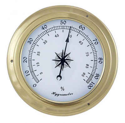 Linoows Dekoobjekt Hygrometer, Messing Schiffsthygrometer Ø 14,5 cm, funktionsgetreue Dekoration