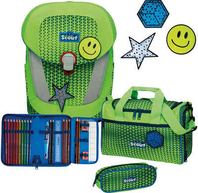 Scout Schulranzen Sunny II Neon Safety, Green Gecko (Set), ent. recyceltes Material (Global Recycled Standard); bluesign® PRODUCT