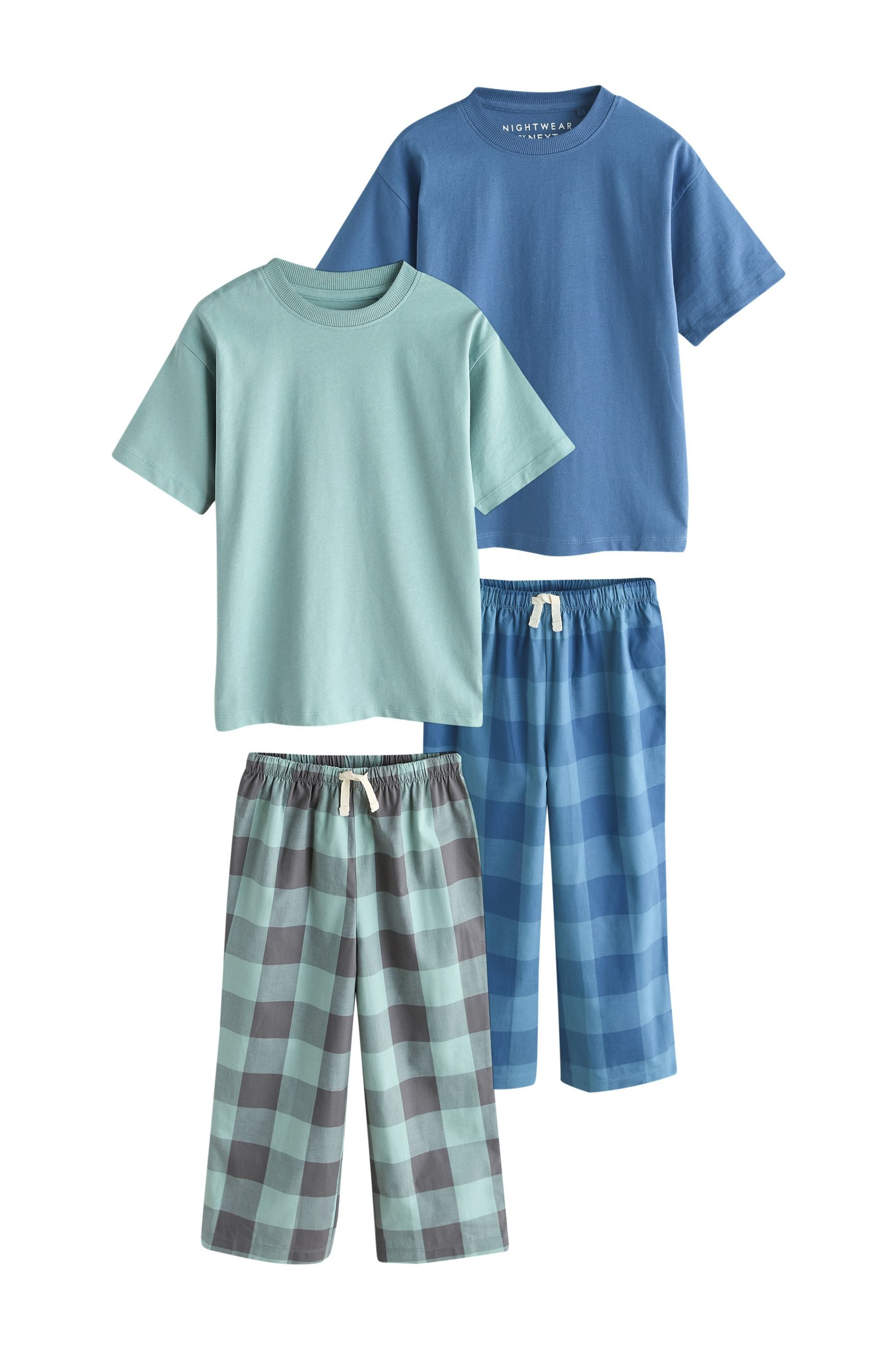 Pyjama Kurzarm-Schlafanzug mit langer Hose, 2er-Pack