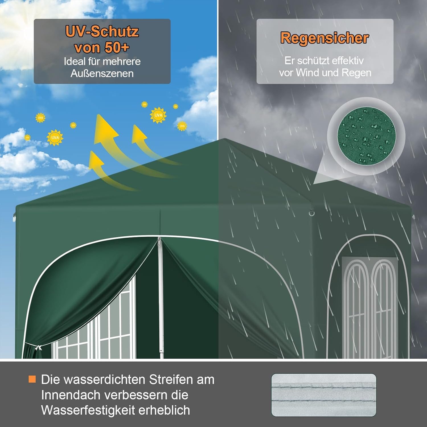 Woltu Pavillon, mit 4 Seitenteilen, 2x2 günstig online kaufen