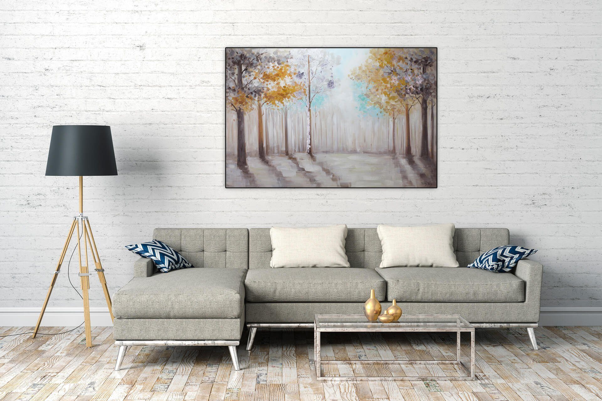 KUNSTLOFT Gemälde Erwachen HANDGEMALT Frühes Leinwandbild cm, 150x100 100% Wandbild Wohnzimmer
