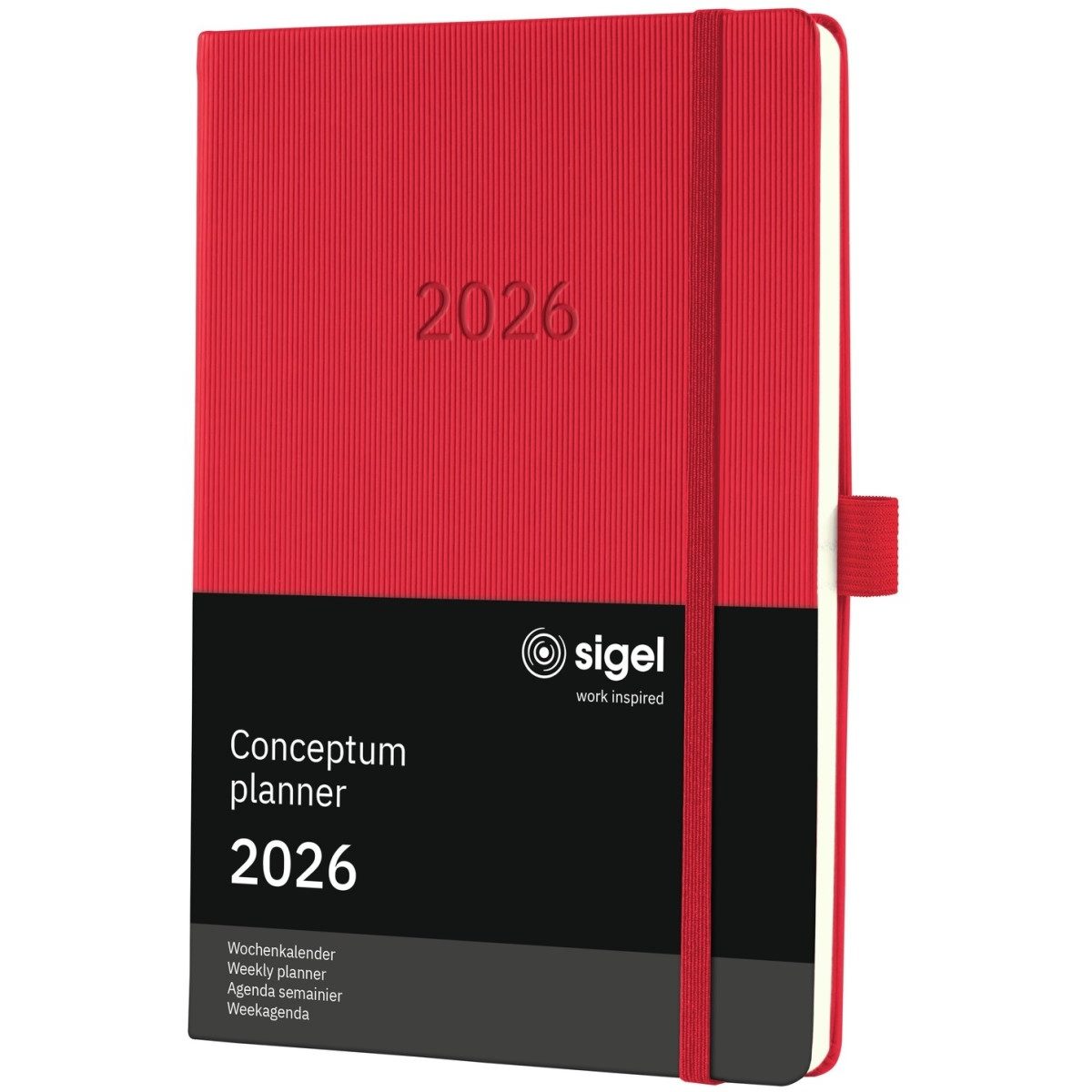 Sigel Taschenkalender Wochenkalender Conceptum ca. A5over red 192ot 2026 Packung mit 3 Stück