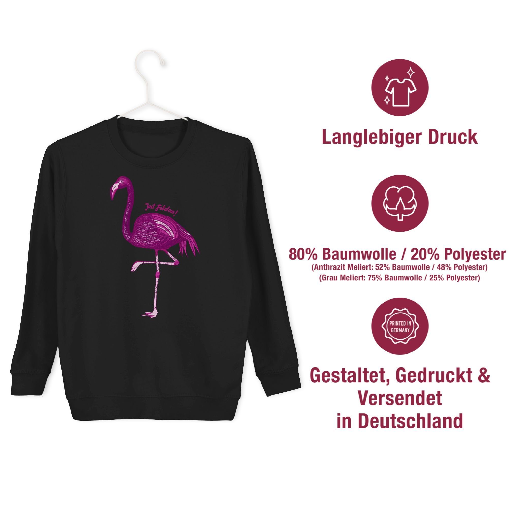Shirtracer Sweatshirt Flamingo - Just Tiermotiv Fabulous Schwarz 3 Animal Print