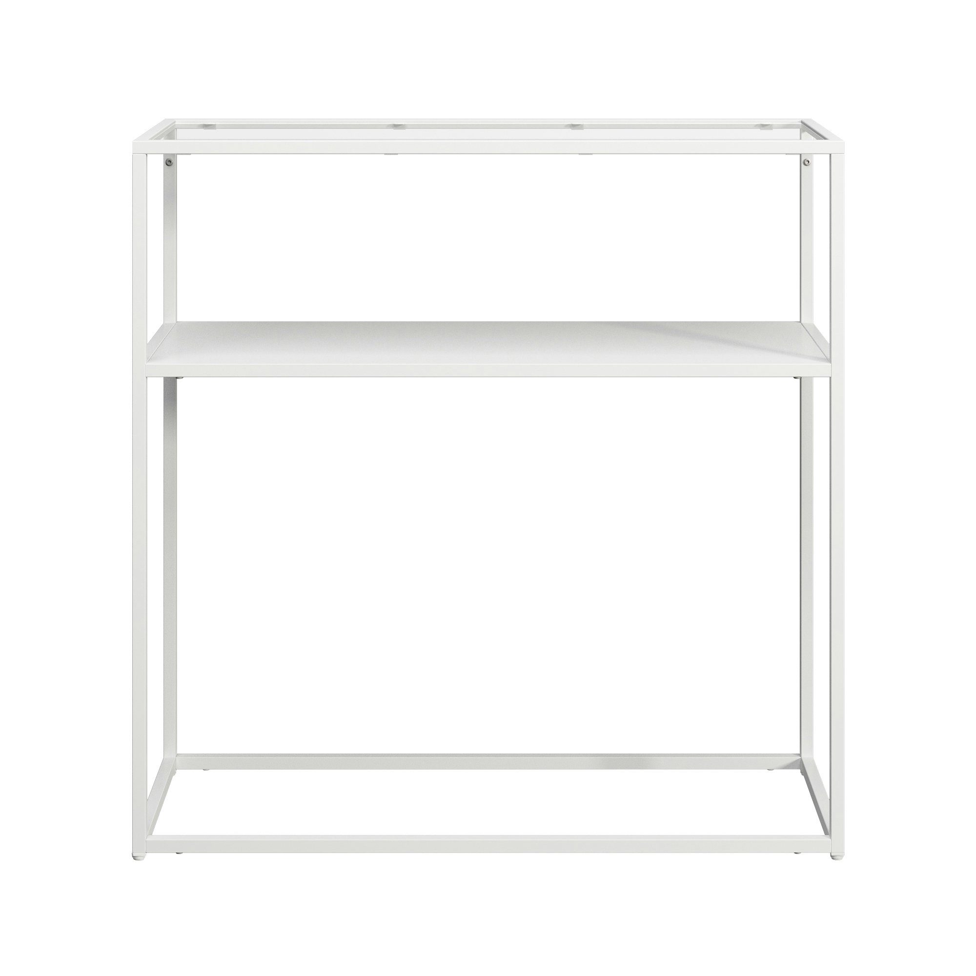 en.casa Konsolentisch, aus cm Weiß weiß transparent | transparent 80x80x30 | Glas »Kuhmo« Flurtisch