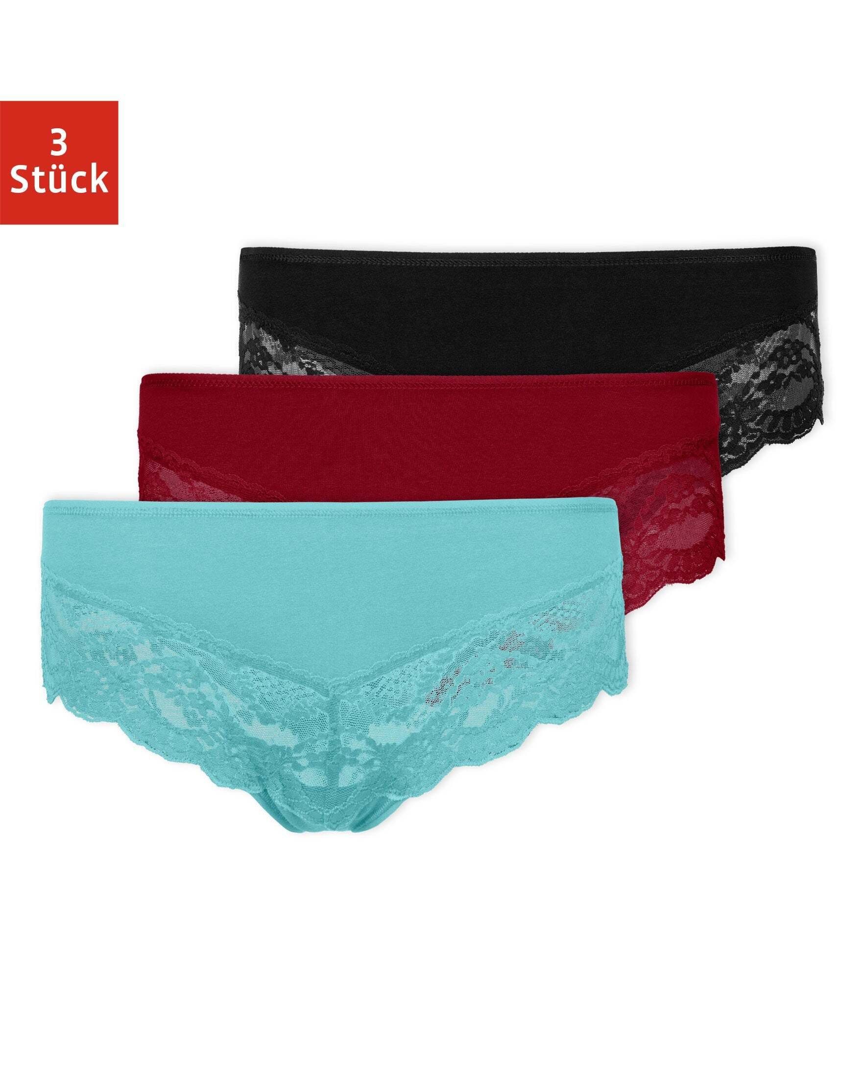 SNOCKS Hipster »Unterwäsche Damen Slip Unterhosen« (3 St) aus Bio-Baumwolle  mit Spitze, kaschieren kleine Pölsterchen online kaufen | OTTO