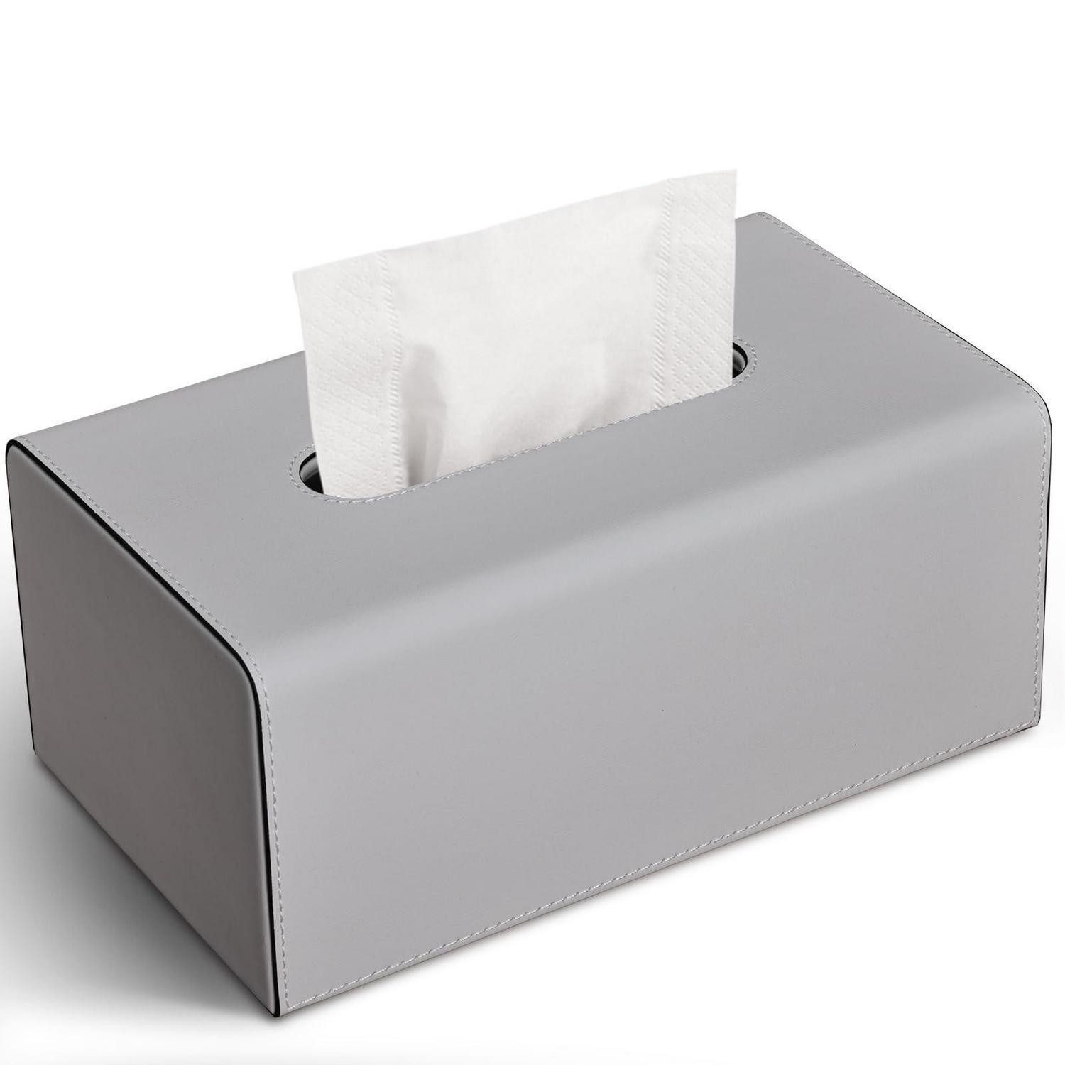 LuxusKollektion Papiertuchbox Kosmetiktücherbox PU-Leder Rechteck Grau