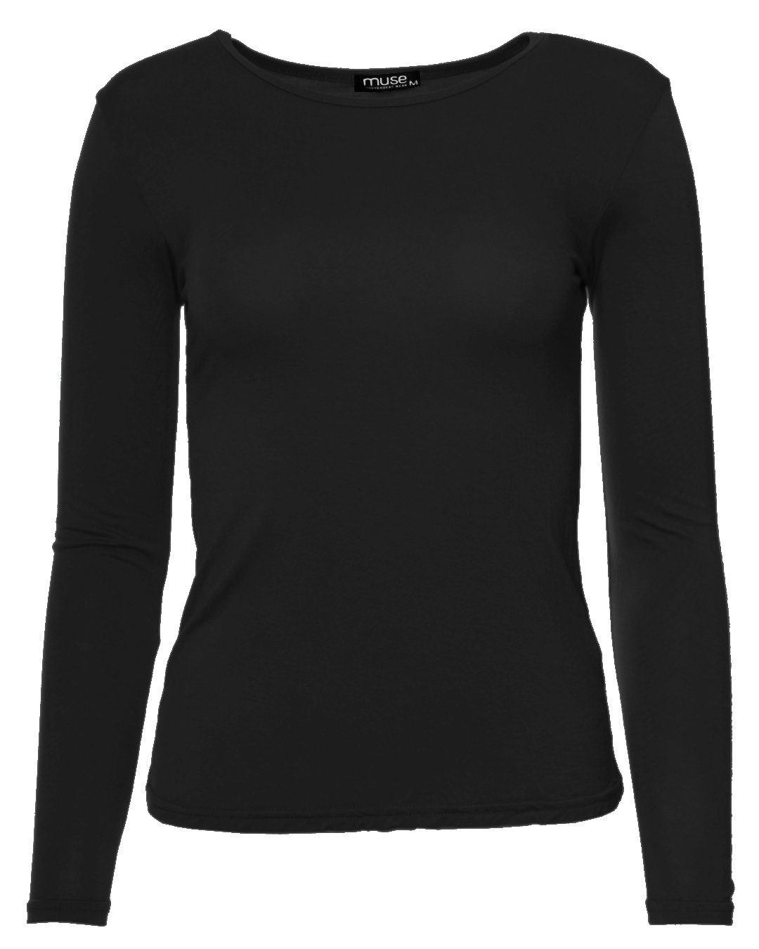 Muse Rundhalsshirt 1093-O Basic Rundhals Langarmshirt Skinny Fit günstig online kaufen