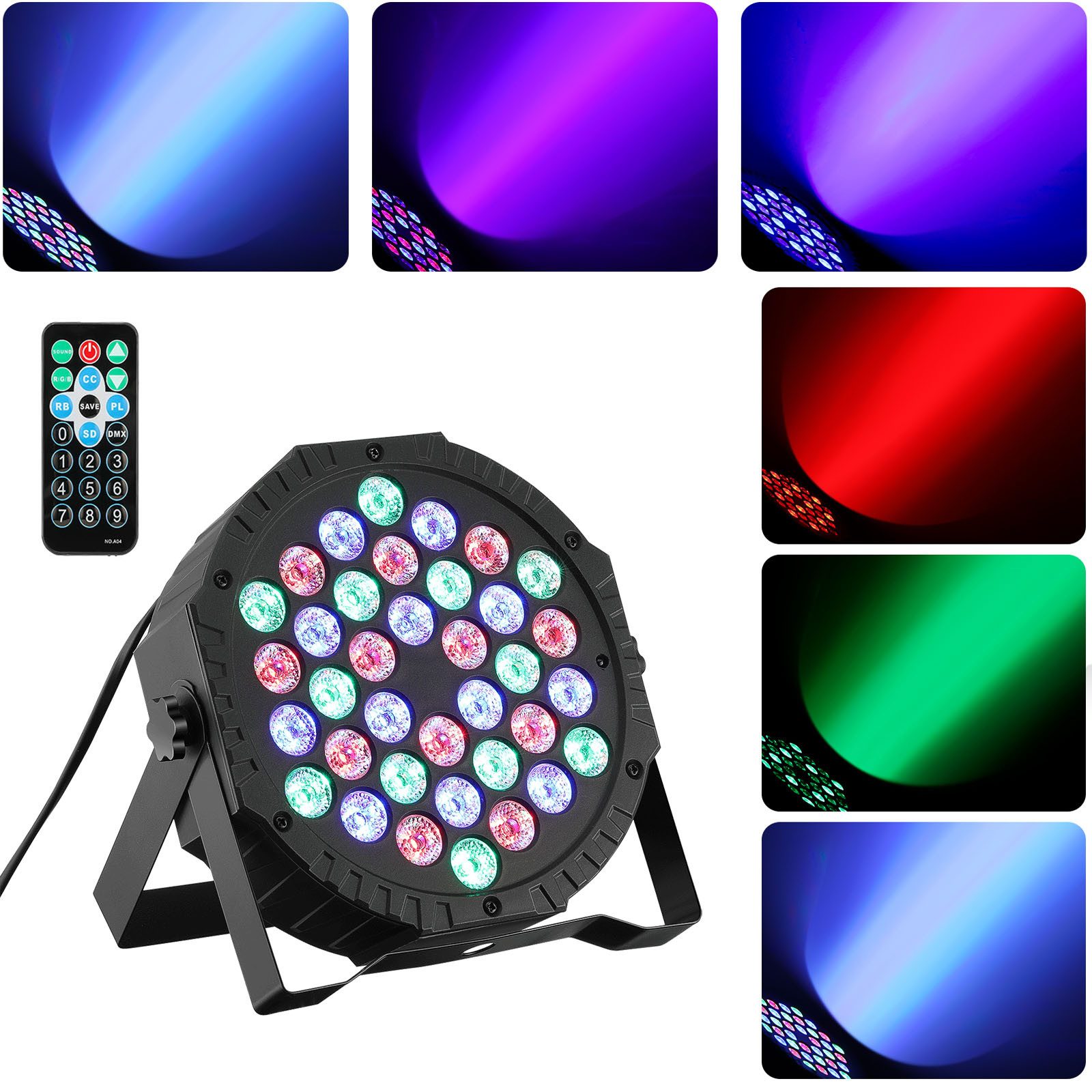 LED Discolicht 1/4er Set 36W LED Discolicht 360° Rotierende, RGB DMX512 Can Licht