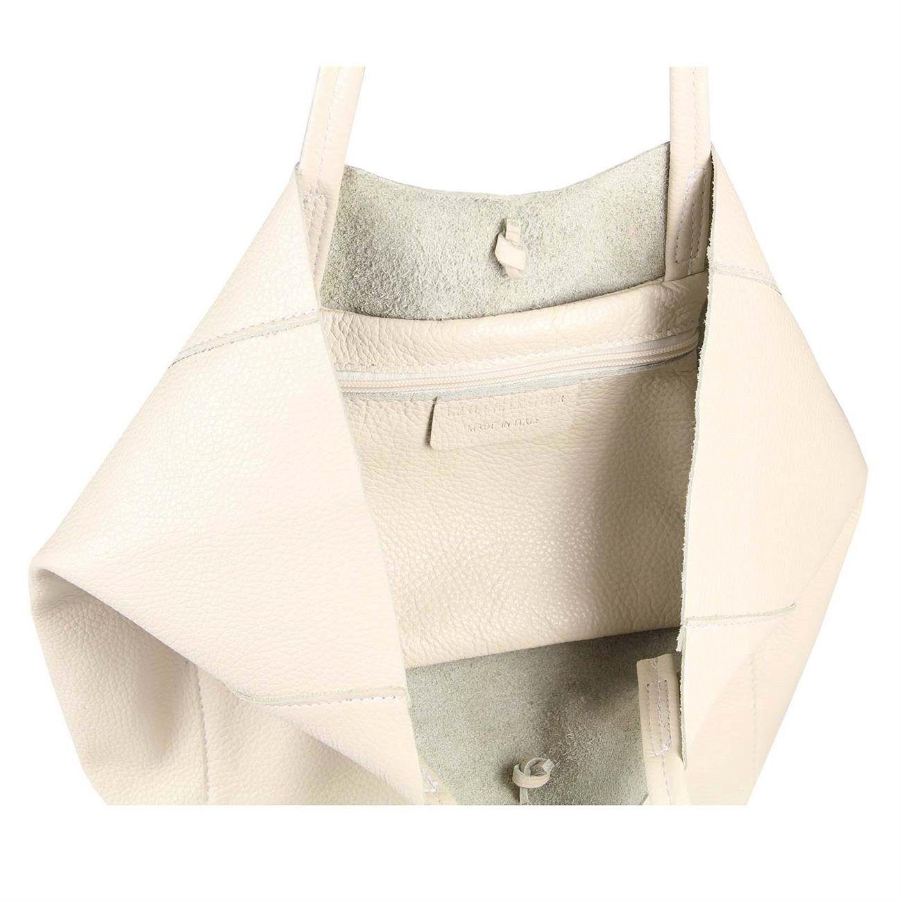 ITALYSHOP24 Schultertasche Made in Italy Damen Premium Leder SHOPPER Tasche HOBO Umhängetasche, Echtleder Business Bag leicht groß klassisch sicher geräumig Beutel