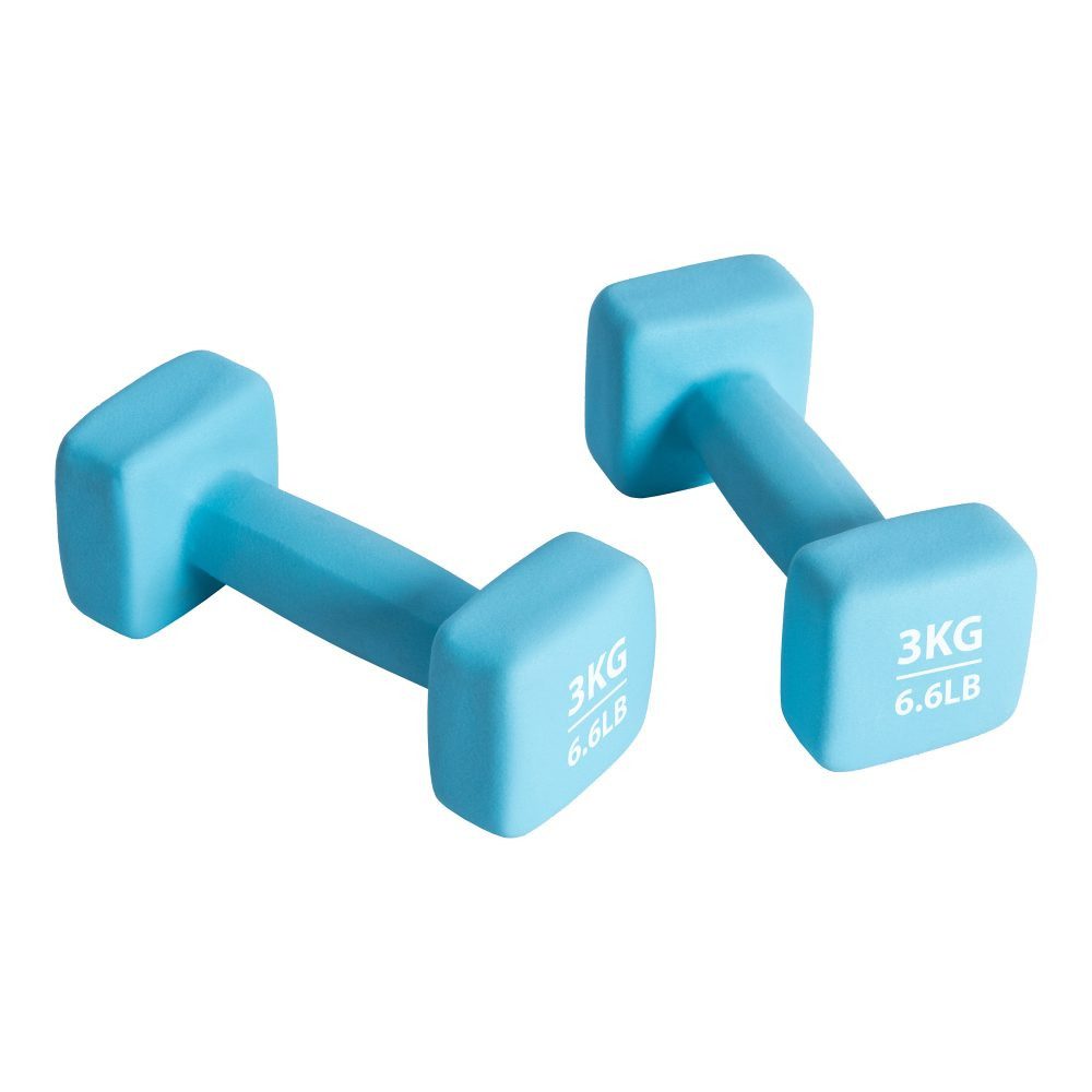 Pure 2 Improve Hantel Fitness Neopren hellblau Set 2x3,0kg