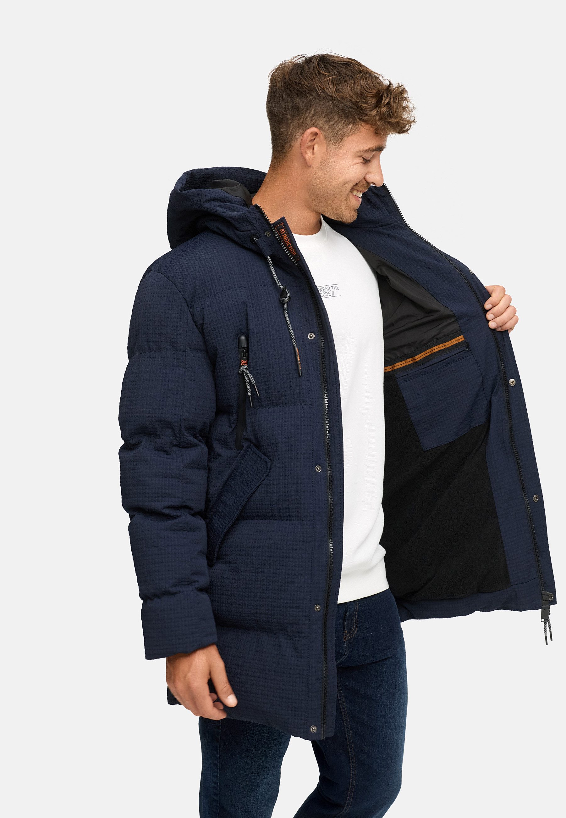 Indicode Wintermantel Herren INLondoy Jacke Winter Herrenjacke Parka mit markanter Struktur und Kapuze