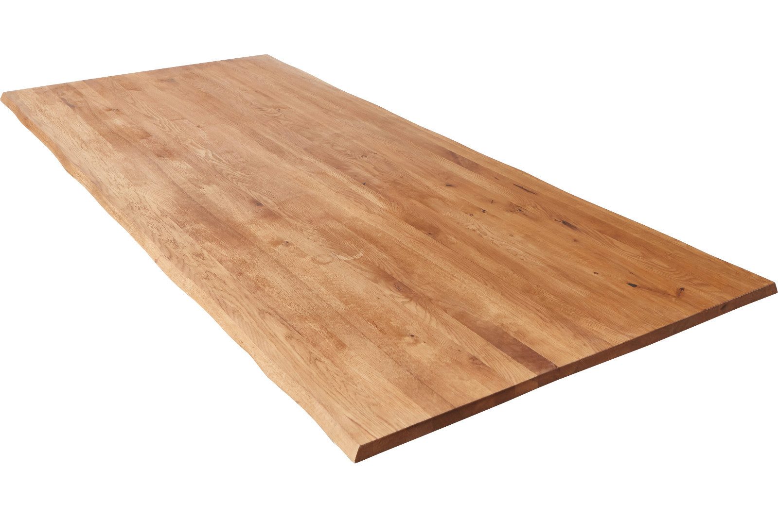 Loreno® Tischplatte Richard, aus Wildeiche massiv + naturfarben + lackiert, Baumkanten-Platte für