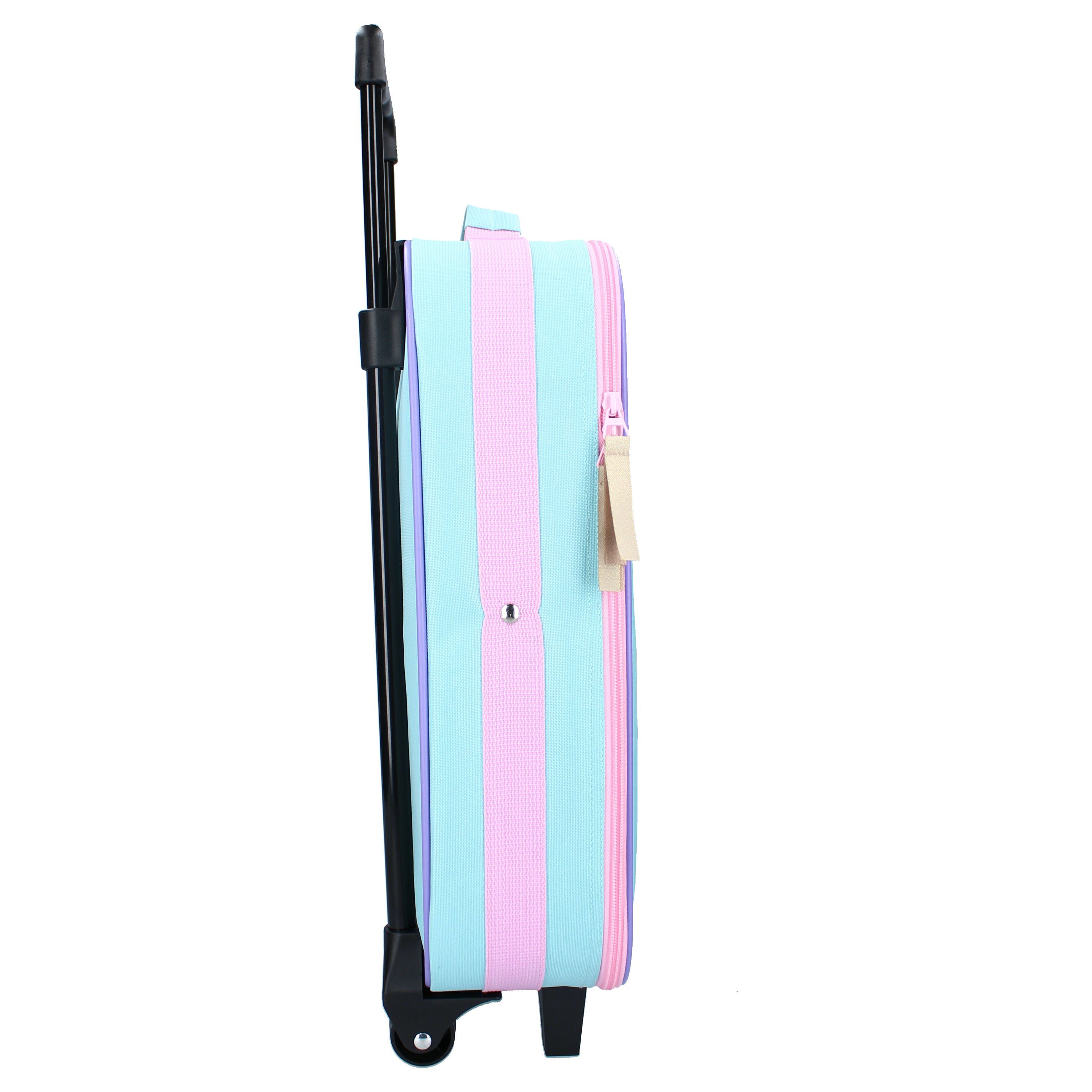 Disney Frozen Kinderkoffer Eiskönigin Elsa Trolley Koffer Kindertrolley Trolly Kinder Mädchen, 2 Rollen, Innenmaß: 40x30x10cm (12 Liter), Gesamtmaße: 47x31x13cm (Griff: 76cm)