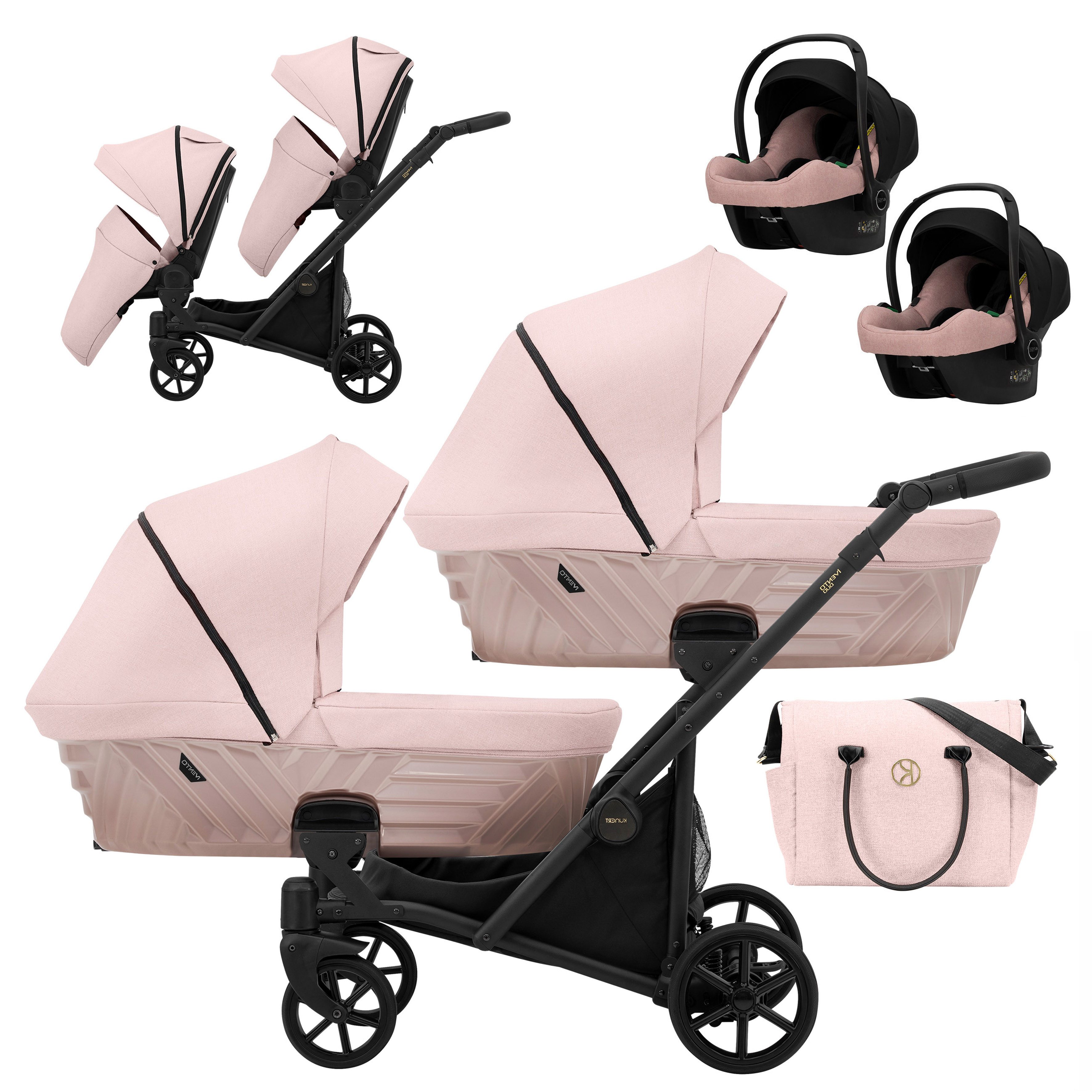 babies-on-wheels Zwillings-Kombikinderwagen Faster Duo 4 in 1 inkl. Sportsitze, Autositze und Zubehör in 4 Цвета(ов)