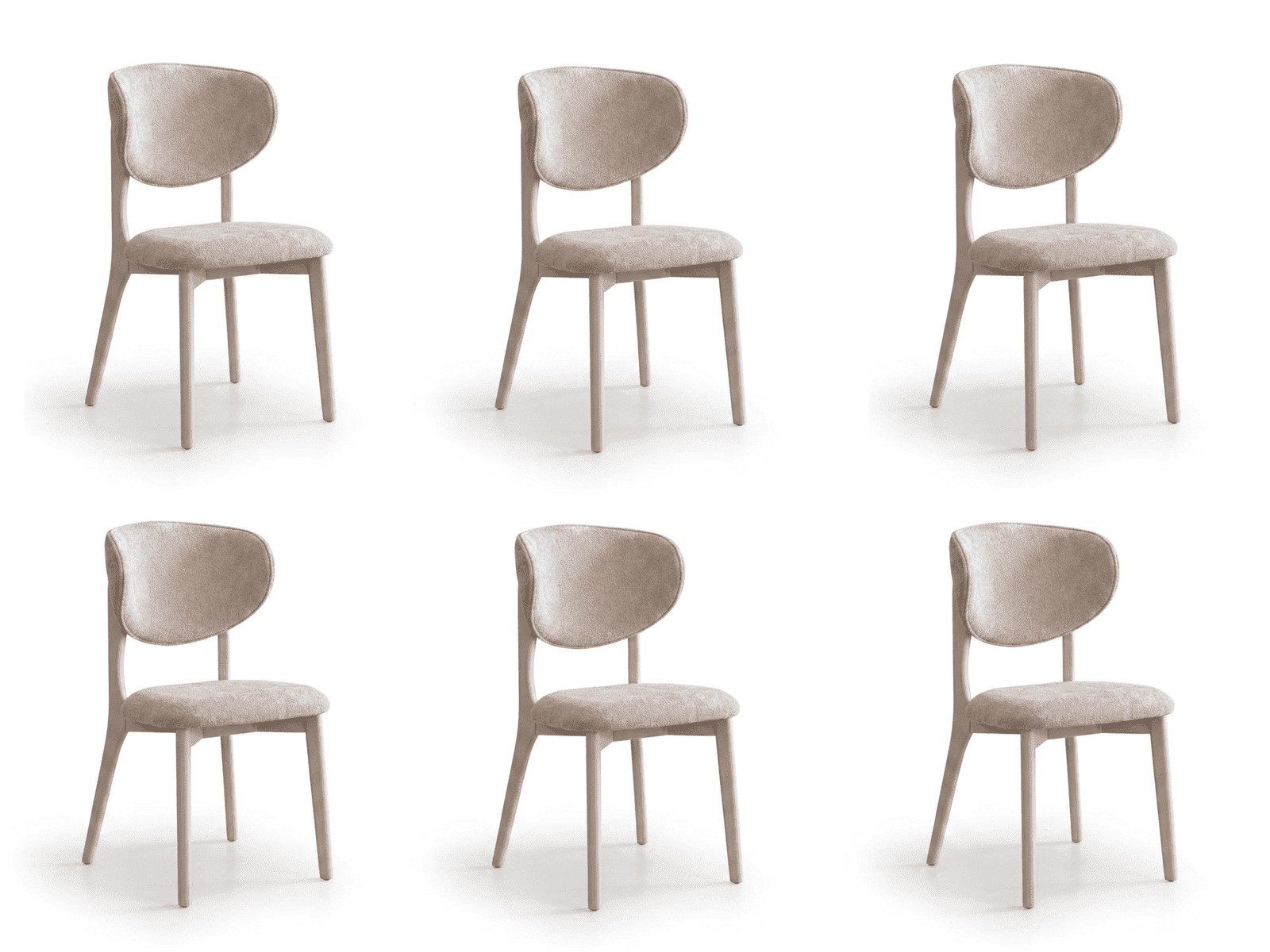 Xlmoebel Sitzgruppe Edler Set Esszimmerstuhl Beige Modern Bouclé Polsterstuhl Holz-Optik, (6-tlg., 6-tlg)