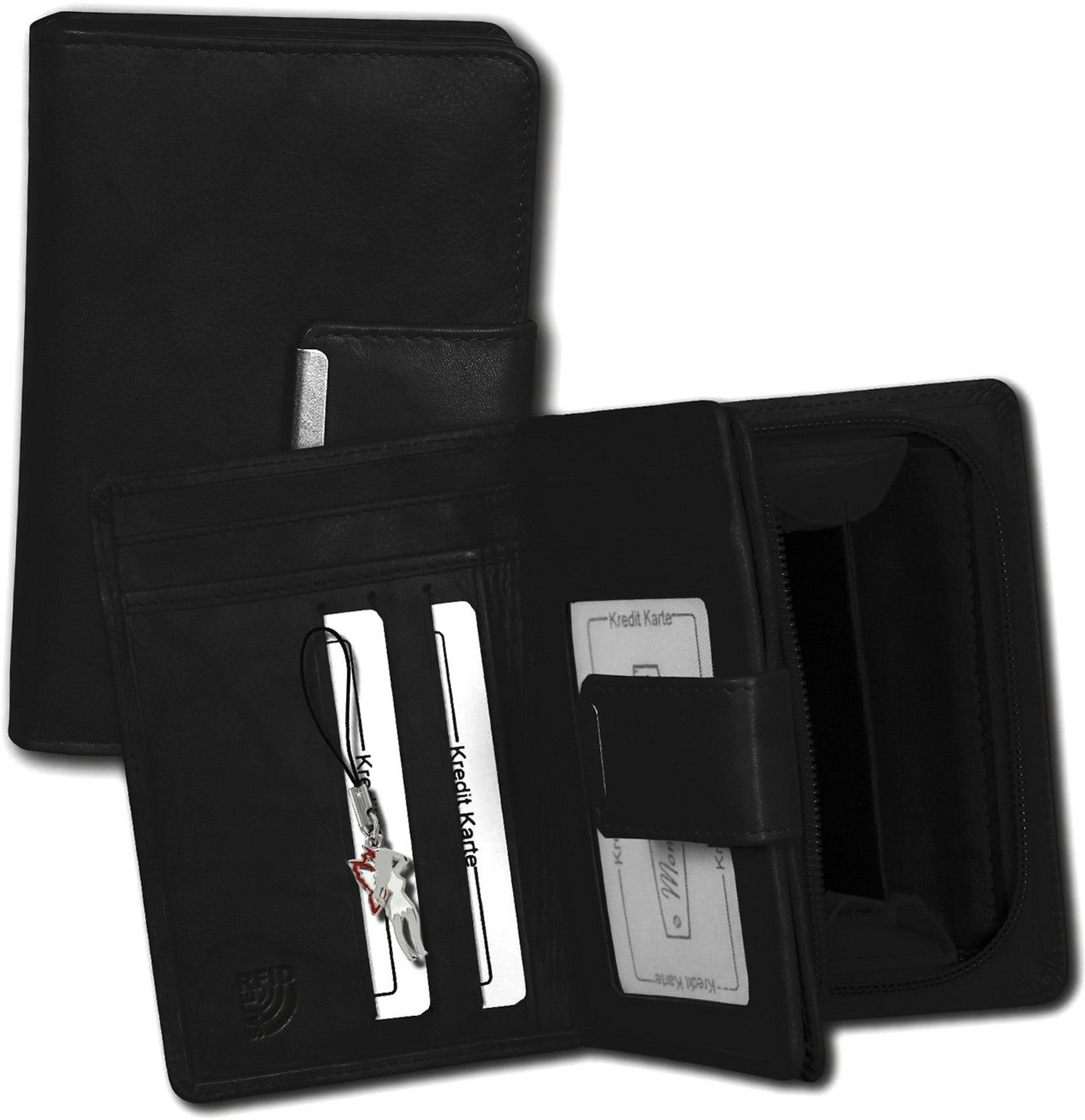 Money Maker Geldbörse Money Maker RFID Blocker Echtleder (Portemonnaie, Portemonnaie), Portemonnaie aus Echtleder schwarz, Größe ca. 9cm