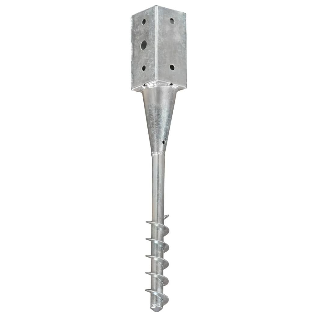 vidaXL H-Pfostenanker Erdspieße 2 Stk. Silbern 7×7×56 cm Verzinkter Stahl, (2-St)